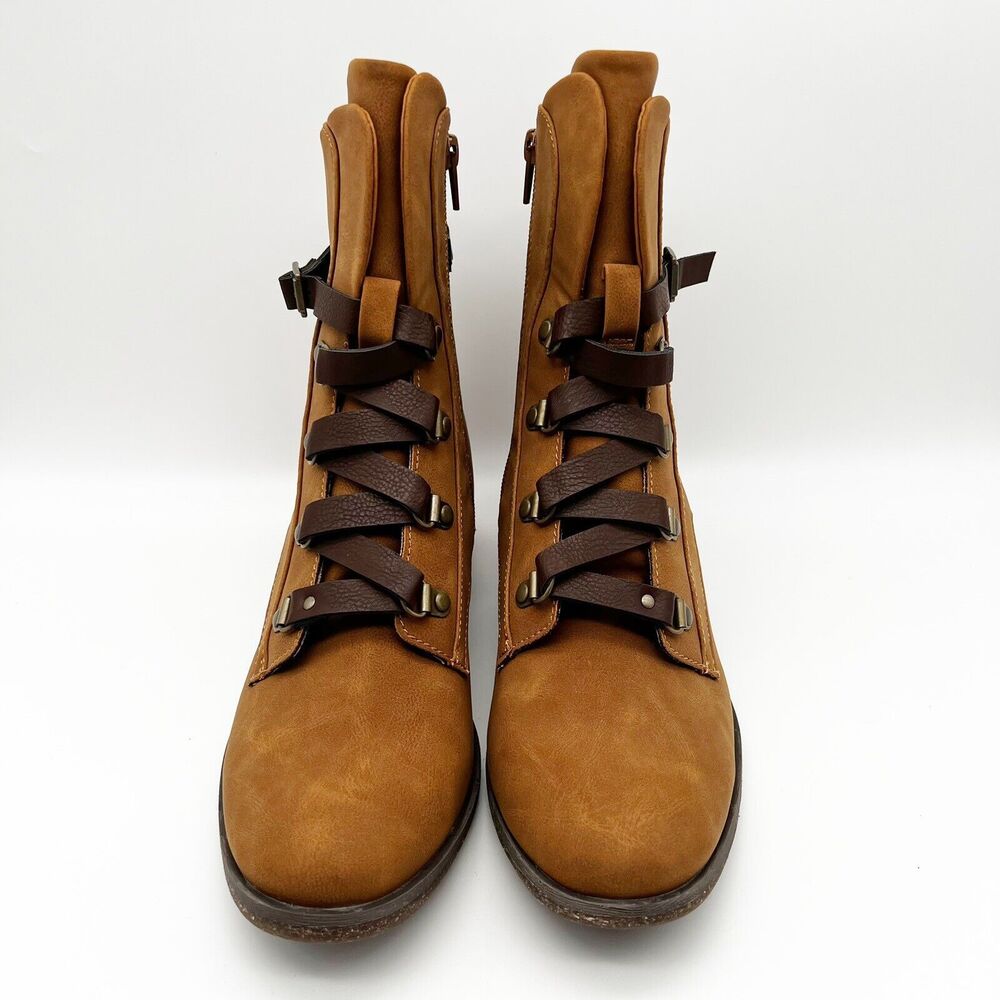 Kork-Ease Reese Tan Dark Brown Vegan Leather  Modern Short Riding Ankle Boot 8.5 - Picture 5 of 12